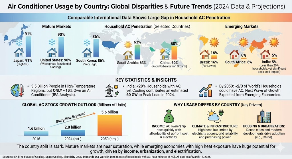 air conditioner usage by country statistics